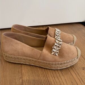 Karl Lagerfeld Tan Espadrilles with Crystal Accents